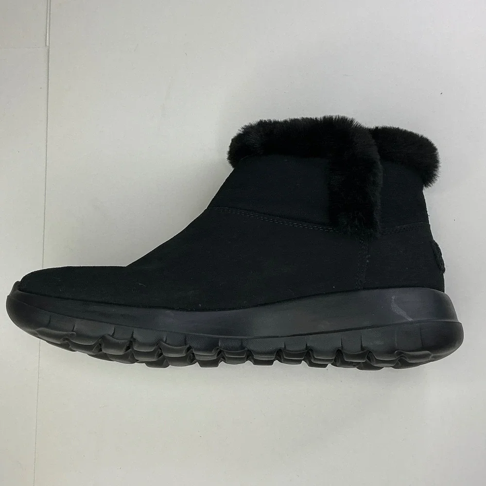 Skechers Black On-The-Go Joy Boots Kids Size 7 Suede Faux Fur 15501SA